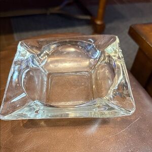 Ashtray Clear Pressed Glass With Beveled Edges 1960 Vintage